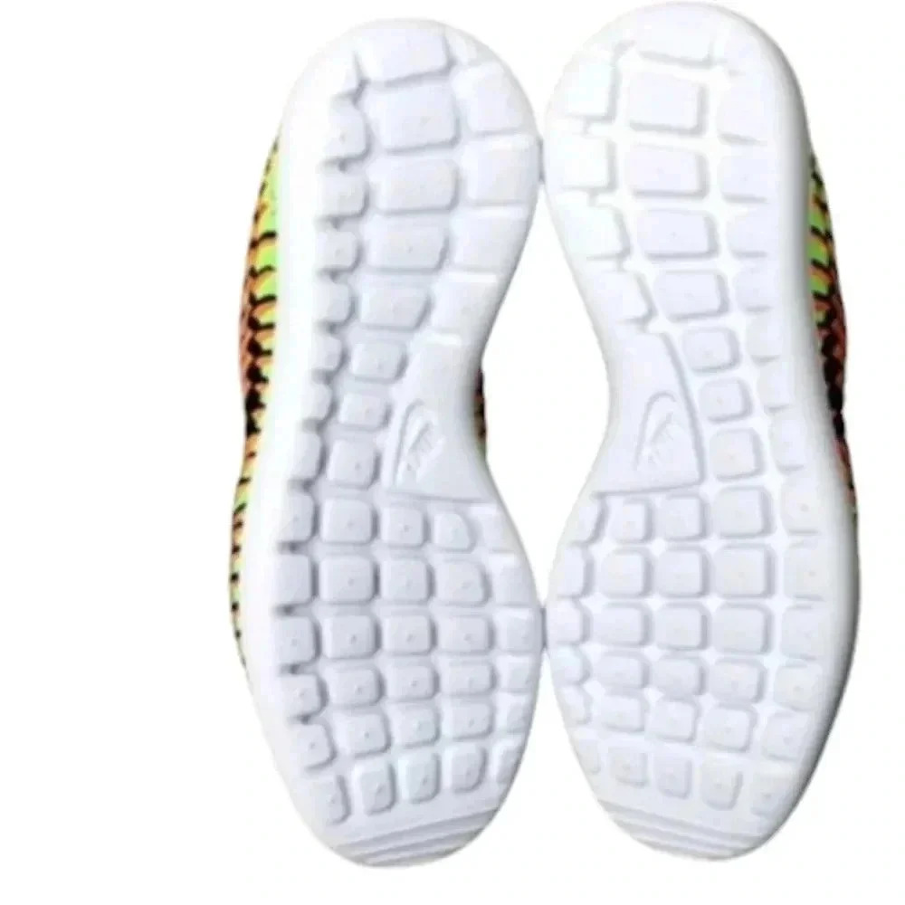 Nike Roshe Two Flyknit Electric Green/Black-Title Orange Running Shoes Size 6.5Y - Picture 6 of 9